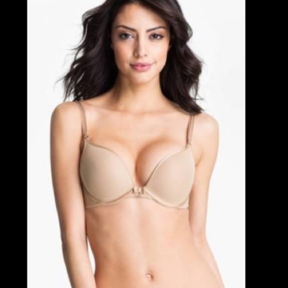 Chantelle‎ 3952 Sublime Invisible Push Up Plunge nude bra size 34D - Picture 2 of 7